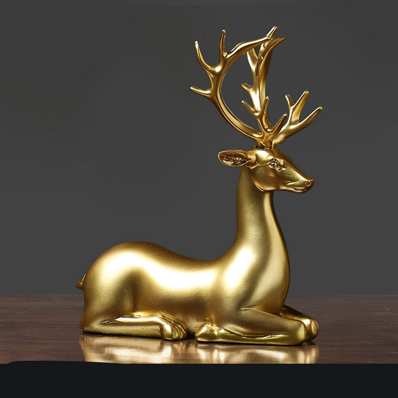 Golden Deer Animal Resin Sculpture