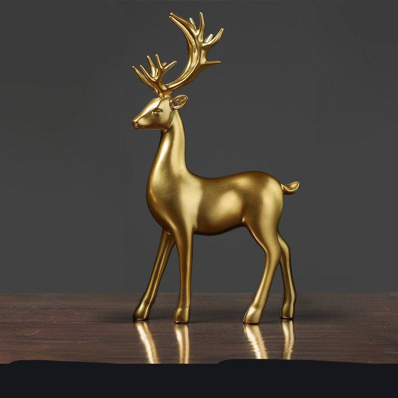 Golden Deer Animal Resin Sculpture