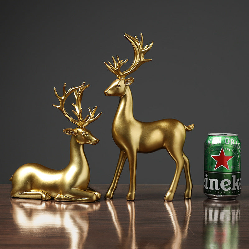 Golden Deer Animal Resin Sculpture