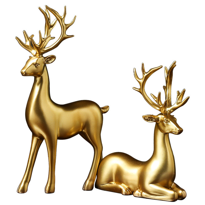 Golden Deer Animal Resin Sculpture