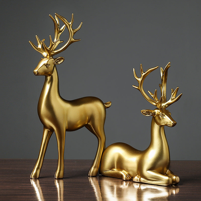 Golden Deer Animal Resin Sculpture