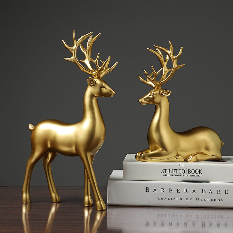 Golden Deer Animal Resin Sculpture