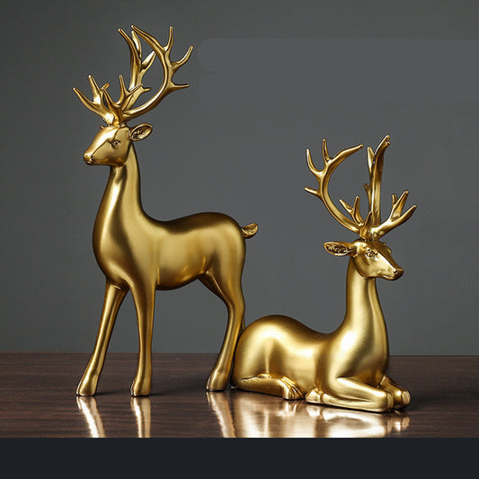 Golden Deer Animal Resin Sculpture